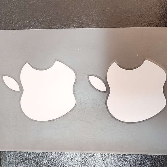 Genuine Apple Mac White Silver Stickers (2) for your iPad to Logo! 2" x 2-1/2" - Picture 1 of 8